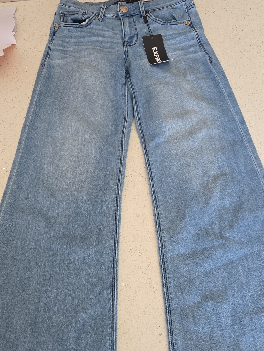 Express Light Blue Wide-Leg Jeans - High Rise Flare